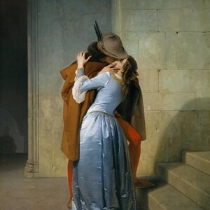 The Kiss Print: Romantic Italian Painting, Vintage Wall Art