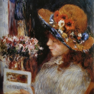 Lámina de Renoir "Chica leyendo": arte mural impresionista francés vintage imagen 1