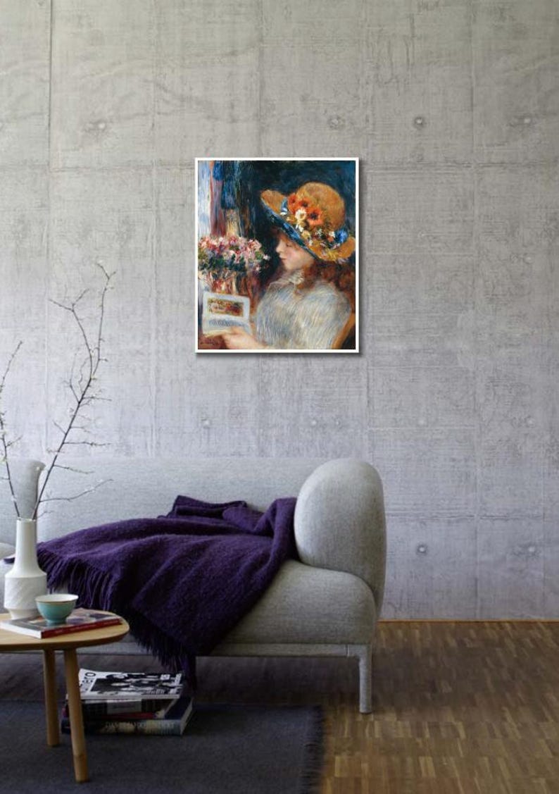 Lámina de Renoir "Chica leyendo": arte mural impresionista francés vintage imagen 10