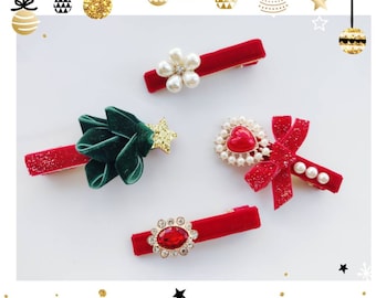 Luxe rode fluwelen vintage haarspeldjes in barokstijl. Cadeau voor Kerstmis/Nieuwjaar/Verjaardagscadeau.