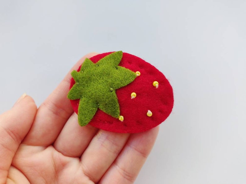 Cute Felt Fabric Snap Hair Clips. Frog, Strawberry, Leaf, Cherry Baby/Toddler/Girls Hairpins. afbeelding 3