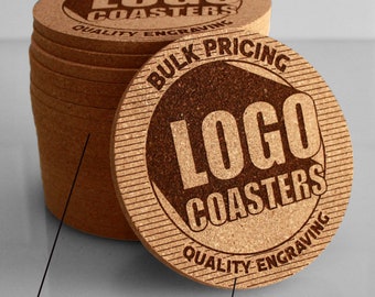 Engraved Logo Coasters for business and personal - business gift -  custom branding - personalized business extra - engraved custom print