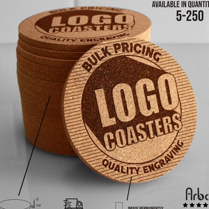 Engraved Logo Coasters for business and personal - business gift -  custom branding - personalized business extra - engraved custom print
