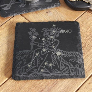 Virgo Slate Coaster - Astrological Zodiac Sign Gift with Virgo Zodiac Sign - Horoscope Gift, New Age, Astrology Gift, Maiden Constellation