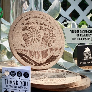 BNB Guest Coaster Gift Set - Location maison de plage Coaster Set cadeau carte de remerciement - Location de cottage cadeau à emporter - Air BNB - Chambres d'hôtes
