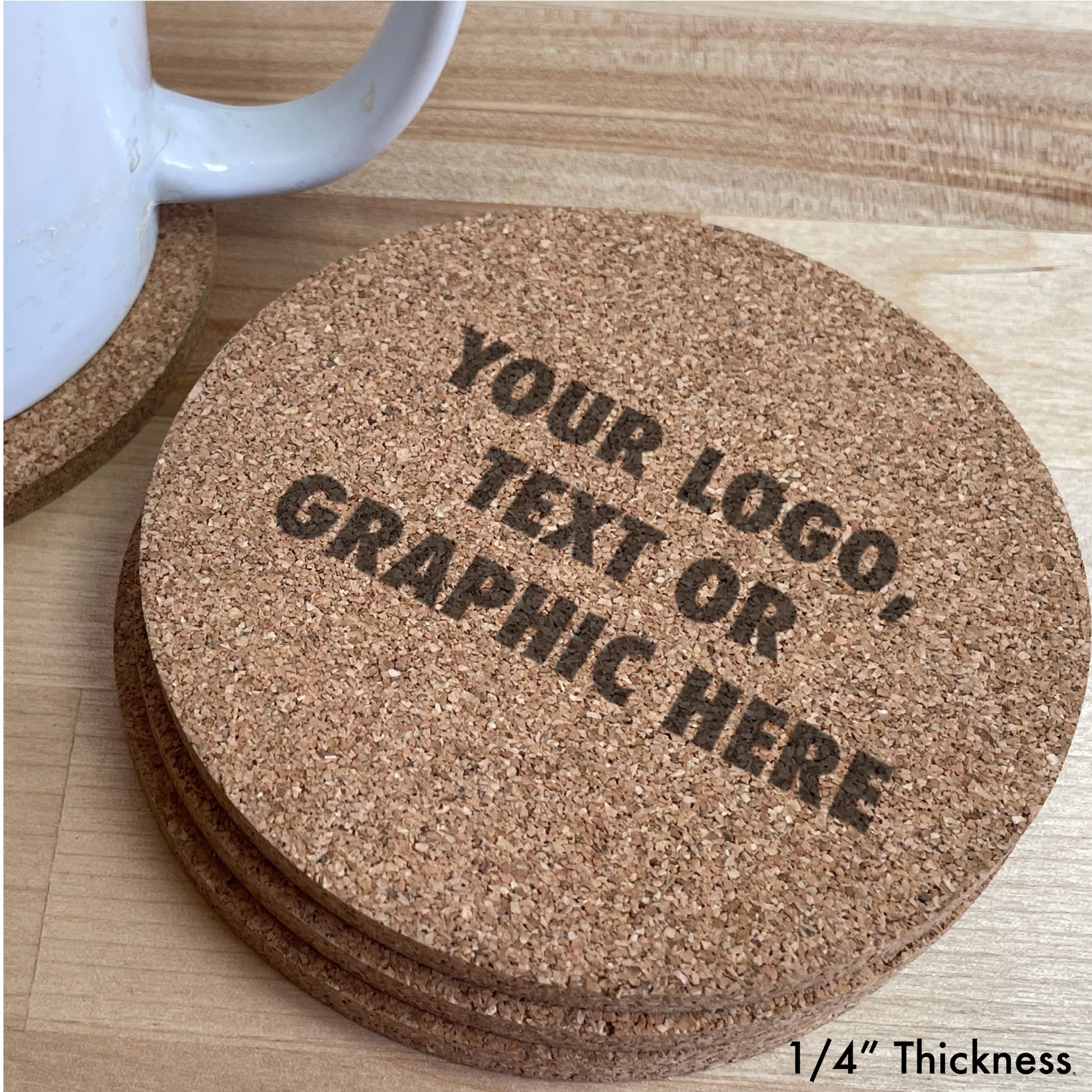 Custom Engraved Thick Cork Coasters Any Logo Personalized Any Etsy