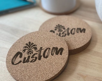 Custom Engraved Thick Cork Coasters Any Logo Personalized Any Text Personalized Gift Bulk Order Coasters & corporate gift Coasters