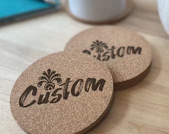 Custom Engraved Thick Cork Coasters Any Logo Personalized Any Text Personalized Gift Bulk Order Coasters & corporate gift Coasters