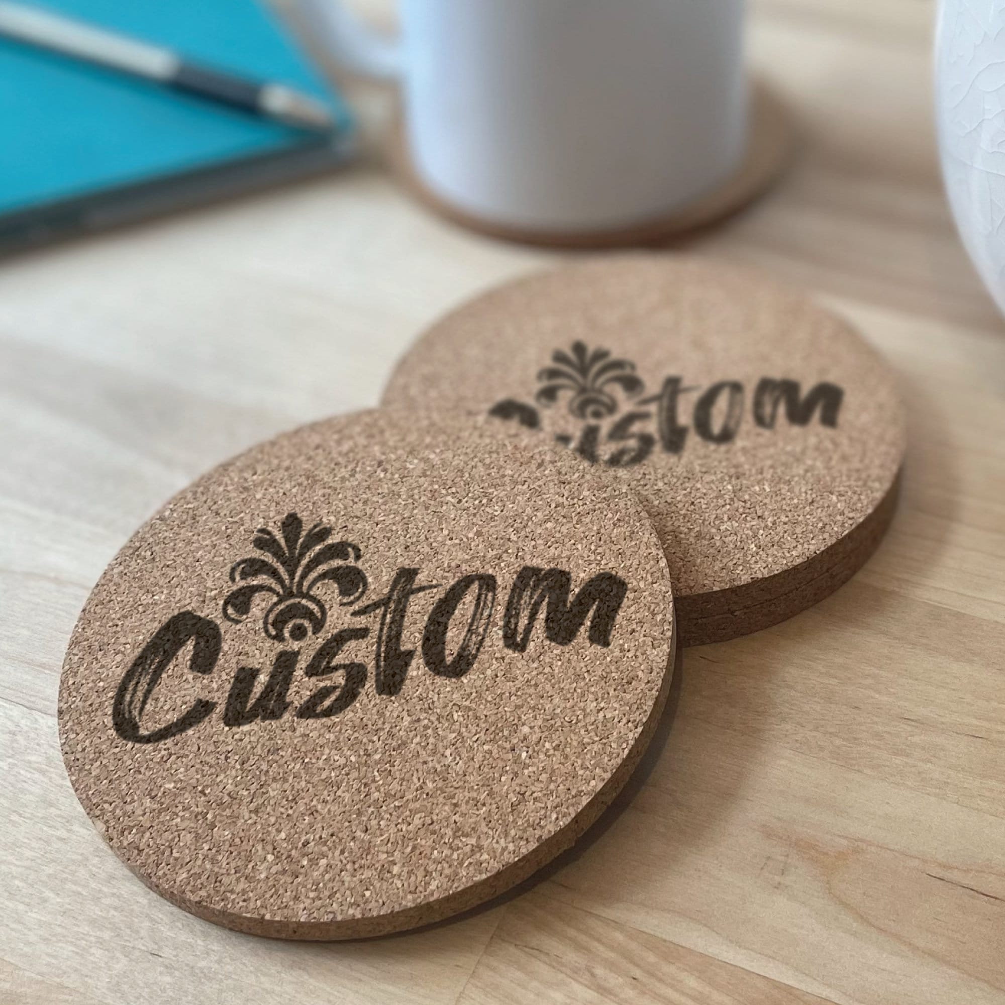 Unique Bargains Cork Coasters Round Wooden Drinks Mats 3.5 Inch Dia 0.12  Inch Thick 12Pcs