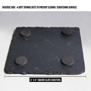Reverse side of coaster showing 4 soft sponge dots to prevent sliding/scratching surface
