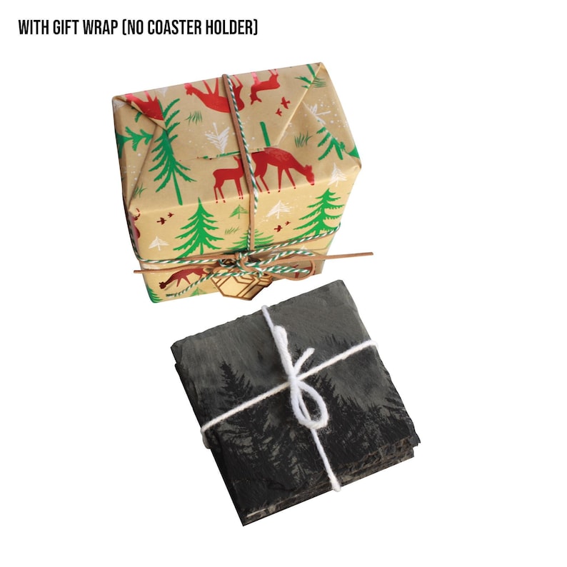 Coaster set with gift wrap option only (no coaster holder.)