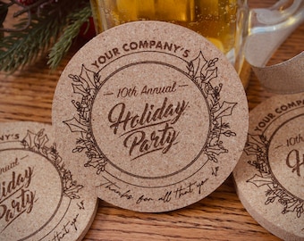 Custom Engraved Cork Coaster – Holiday Party Employee Gift