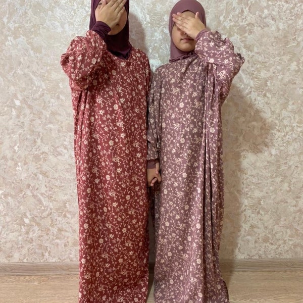 Kids Prayer Dress, Girls Prayer Abay, Jilbab Maxi Dress, One Piece Prayer Garment Eid Gift Long Dress Khimar Islamic Dress Hijab Salah dress