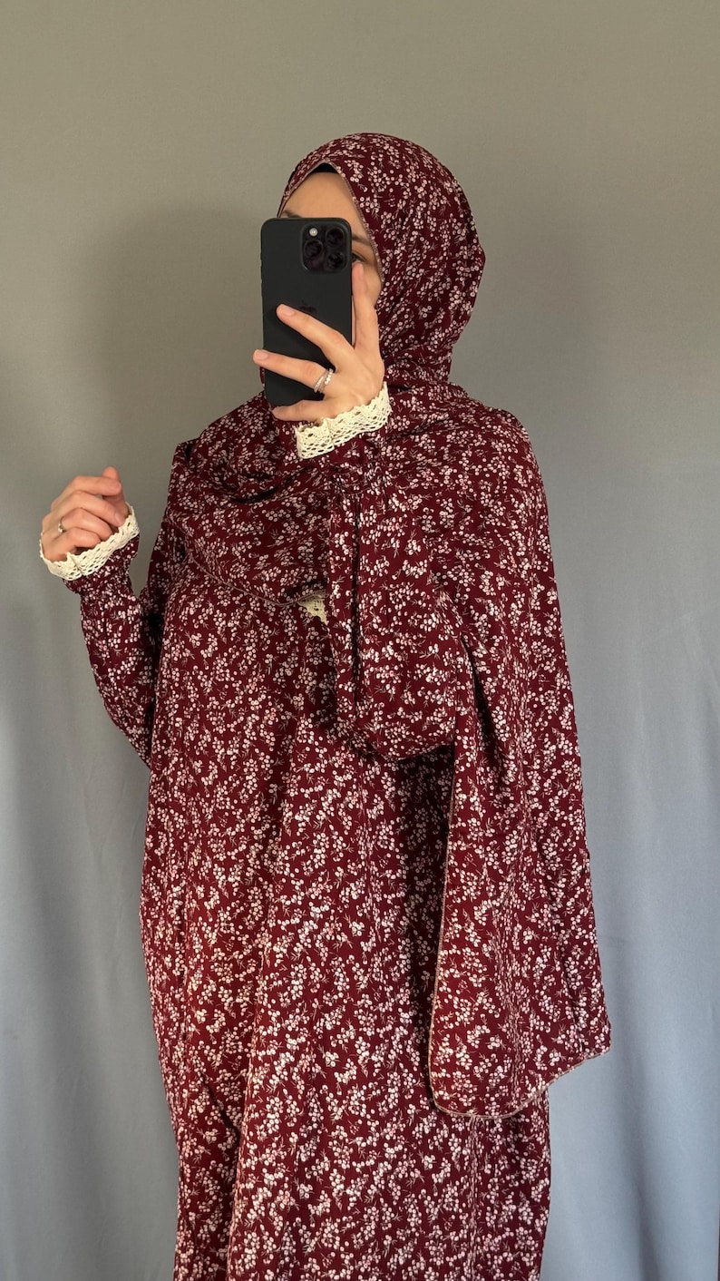 Prayer Dress Abaya Jilbab Maxi Dress Khimar Muslim Prayer Dress Modest Dress Islamic Dress Prayer Abaya for Women Prayer Clothes Salah Dress Red