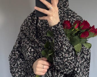 Luxury Prayer Dress, Abaya, Maxi Dress, Long Dress, Khimar, Islamic Dress, Prayer Abaya, Purple Prayer Gown, Cotton Prayer Jilbab, Hijab