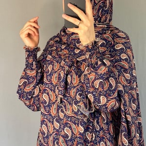 Navy Abaya / Overhead Abaya / Prayer Abaya Set / Prayer Dress for Woman / Prayer Clothes Muslim / Prayer Gown / Prayer Outfit/ Salah Dress