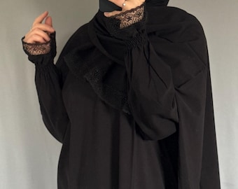 Black Prayer Dress, Islamic Dress, Two Piece Prayer Garment, Eid Ramadan Gift, Abaya, Jilbab, Maxi Dress, Prayer Hijab, Salah dress, Abaya