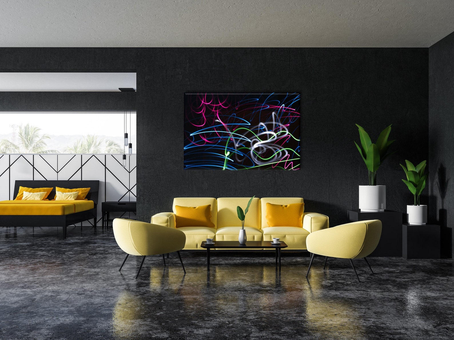 Abstract canvas modern art black background abstract wall Etsy