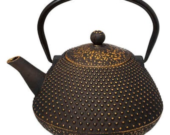 MF Japanese cast iron teapot with filter in Asian style with sieve black gold 800 ml tea kettle tea maker