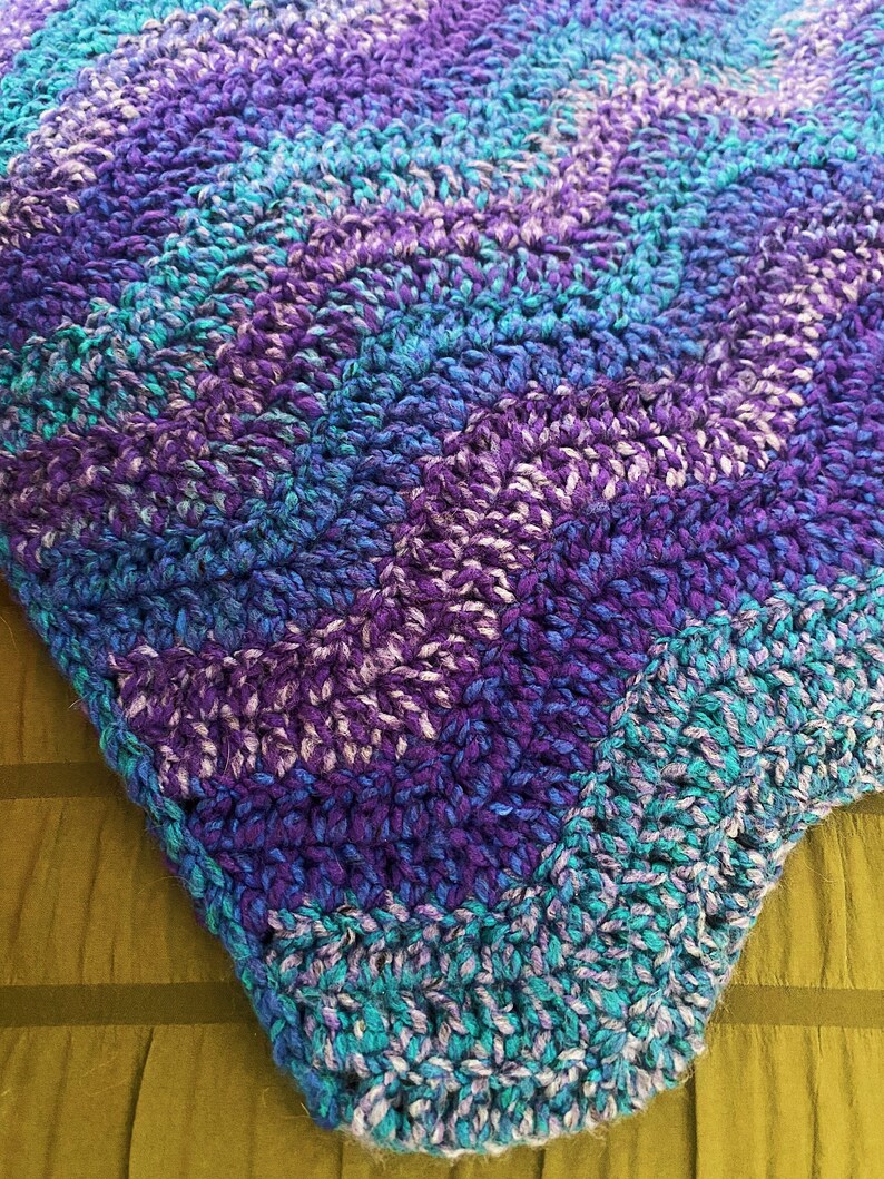 Cute Crochet Baby Crib Blanket, Blue Purple Small Nursery Lightweight Bedding Decor, Baby Shower