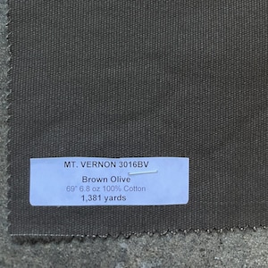 Tissu de toile d’olive brun américain 3 YARDS 6,8 oz Léger 100% coton 69 »