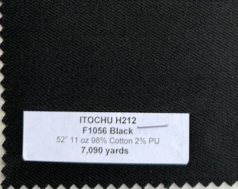3 Yards ITOCHU Japanese Black Denim Fabric 52" 11 OZ. 98% Cotton 2 PU