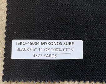 ISKO製ブラックデニム生地 65インチ 11オンス 100%コットン 3ヤード