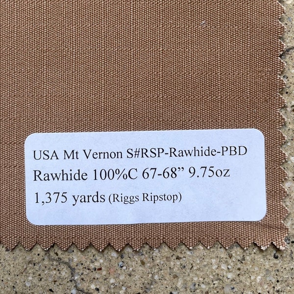 USA "Rawhide" Camel Ripstop fabric USA Mt Vernon 100%C 67-68" 9.75oz 5 Yards