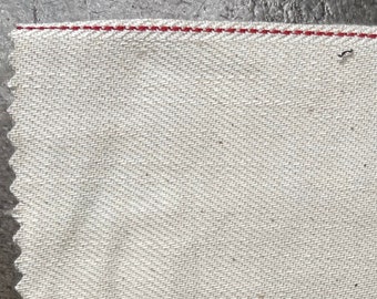 3 YARDS Natural Salvage Denim Fabric with Seeds fabric by the yard 100 cotton 9-10 oz Red Selvedge