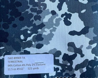 3 Yards: Abstract Snow Camo Stretch Twill Fabric (49.6")