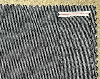 3 yards Japanese 2x1 Fine Denim Shirting Selvedge Black/Natural 100%Cotton 43" 4oz