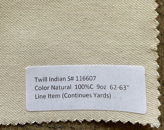 3 Yards Natural Twill Tan Twill Fabric 100% cotton 9 oz 62"-63" pant fabric