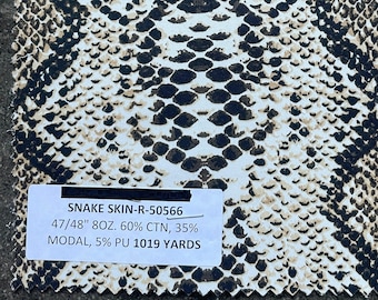 Snake Skin Print Twill Denim Fabric - 3 Yards