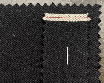 5 Yards Black/Black Selvedge Bull-Denim Fabric 100% Cotton 39” 14.5oz