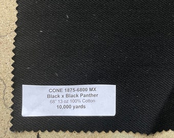 Cone Black Denim 13 oz Fabric 3 Yards Black Jean Fabric 100% cotton 68" 1 order = 3 yards