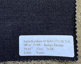 Kaihara Japanese Indigo Denim Fabric: 13 oz, 59-61" Wide 3 yards