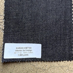 Japanese Indigo Denim Fabric Kuroki 3 yards 11 oz 100% Cotton 60&quot;