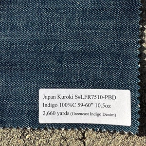Japanese Kuroki Green Cast Indigo Denim 100% cotton 10.5 oz (3 Yards)