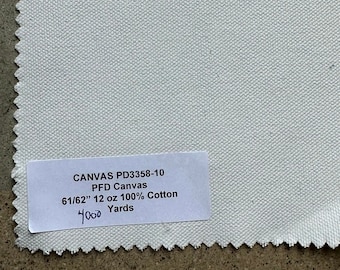 Canvas PFD Natural Canvas Fabric 3 yards 100% Cotton 12 oz 61”