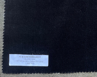 16 W svart manchester 8-9oz 56" 98 bomull 2 lycra (minst 3 yards)