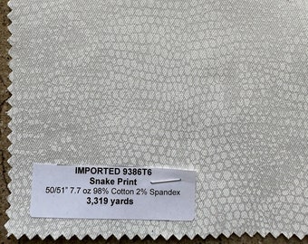 White Snakeskin Print Twill Fabric: 3 Yards Cotton Spandex Denim