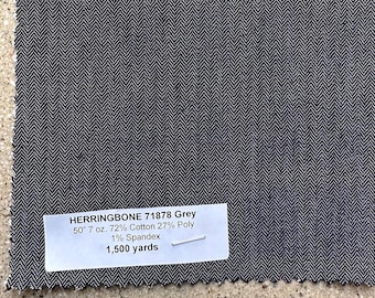 3 Yards Charcoal Grey Herringbone Fabric 7 oz 72% Cotton 27 Poly 1 Spandex 50"