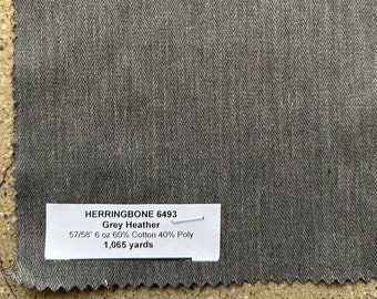 3 Yards Heather Grey Herringbone Fabric 7 oz 72% Cotton 27 Poly 1 Spandex 50"