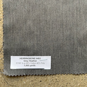 3 Yards Heather Grey Herringbone Fabric 7 oz 72% Cotton 27 Poly 1 Spandex 50&quot;