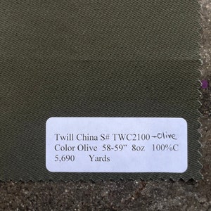 3 Meter Olivfarbener Köperstoff aus 100% Baumwolle 250 ml, 158 cm