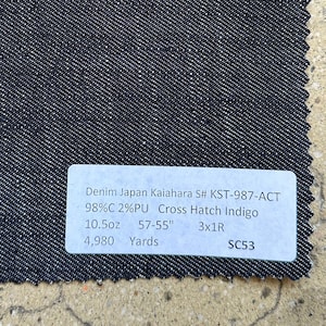 3 Yards: Kaihara Japanese Indigo Crosshatch Denim Fabric (10.5 oz)