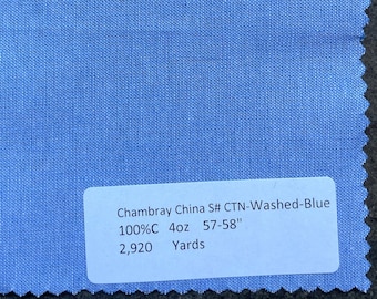 Blue Chambray Fabric Lightweight shirting 5 yards 100%C 57-58in 4oz