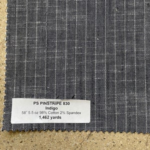 Indigo Pinstripe Chambray Fabric: Cotton Poly Blend Shirting (3 Yards)