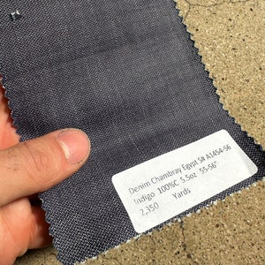 3 yards Indigo Denim Chambray Fabric 100%  Cotton Shirting, 55&quot; Wide