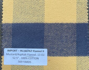3 Yards Heavy plaid Fabric flannel fabric by the yard 100% cotton buffalo plaid 13 oz yellow and grey Check fabric